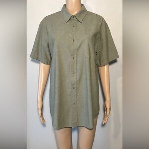RSQ Men's Shirt Size L Gray Button Down Short Sleeve 100% Cotton Collared Casual